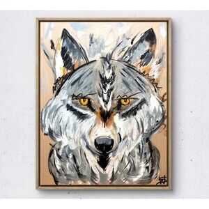 WS original wild wolf hand painted 14X11 canvas acrylic abstract modern wall art